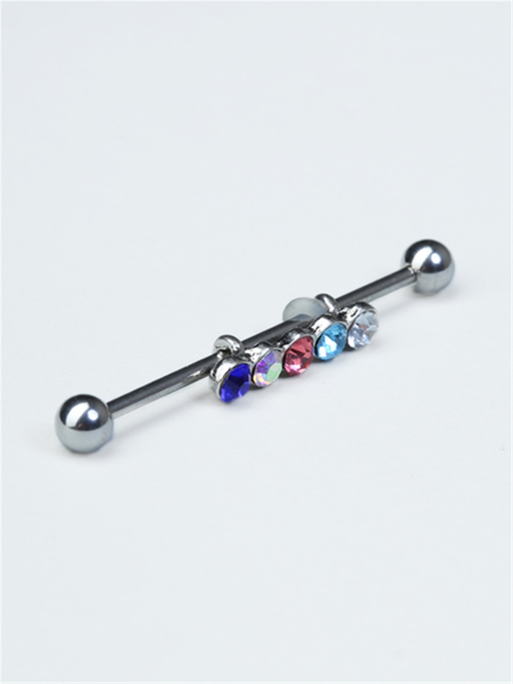 Renkli 5 Taş Köprü Silver Piercing 