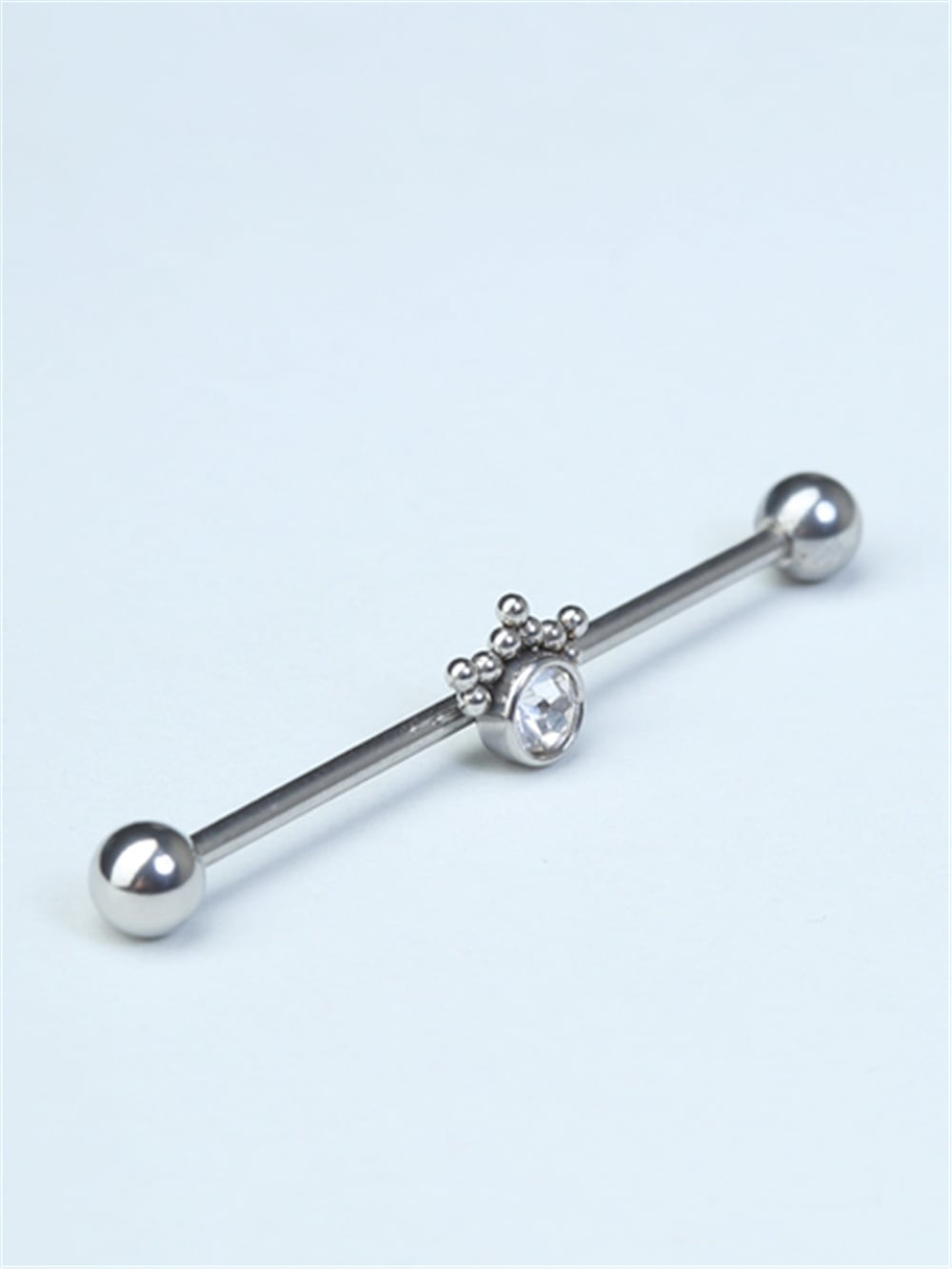 Retro Tek Taş Köprü Silver Piercing