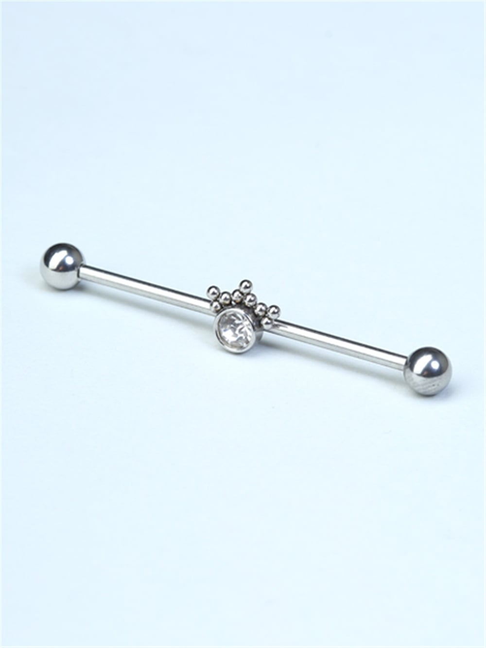 Retro Tek Taş Köprü Silver Piercing