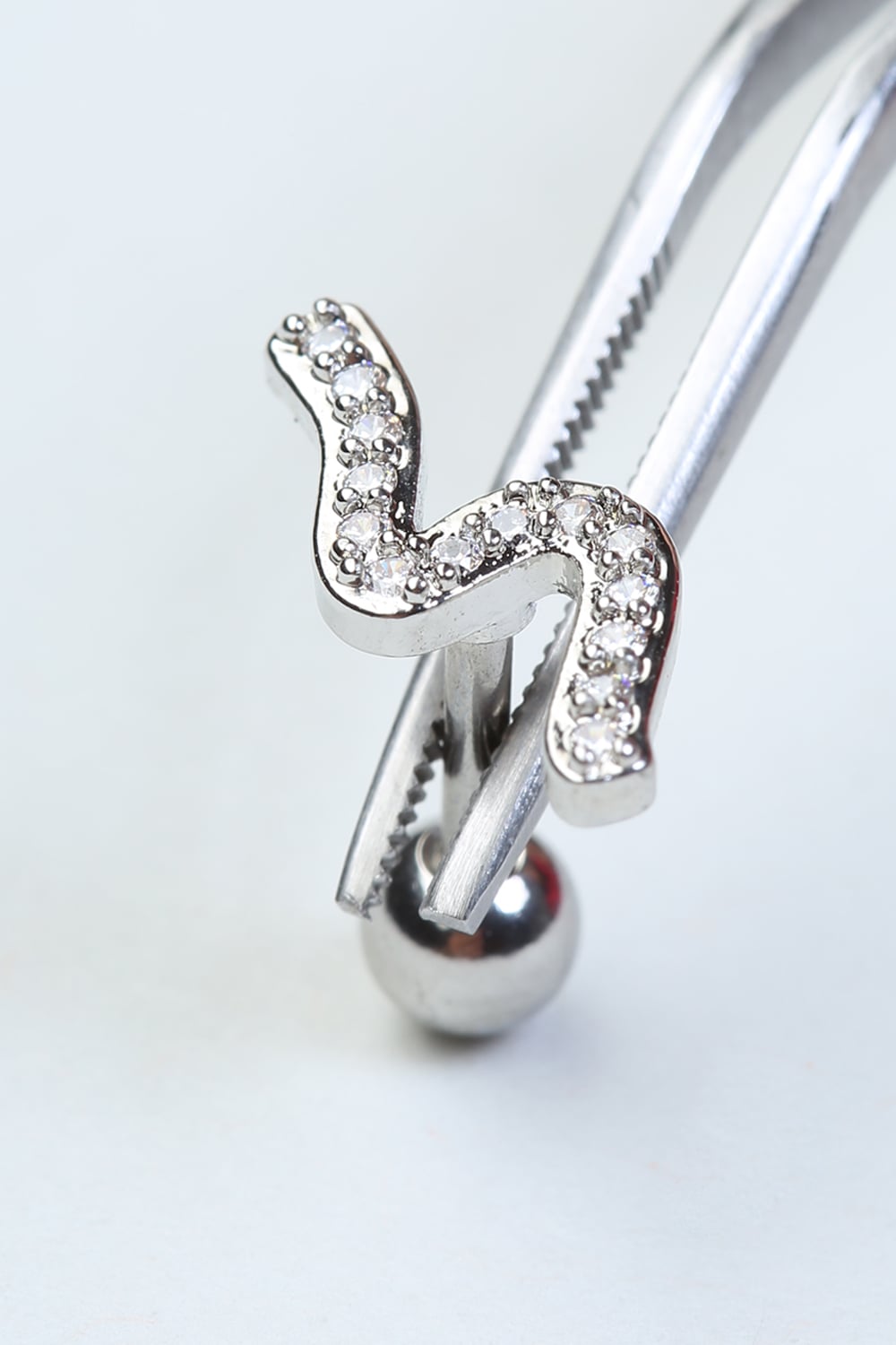 S Model Taşlı Toplu Labret Silver Piercing