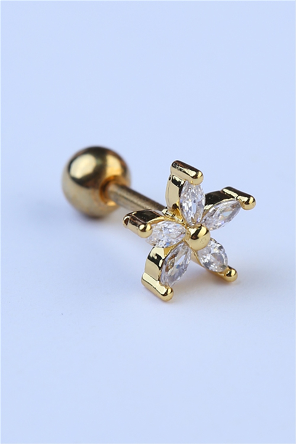 Sabit Markiz Çiçek Gold Piercing 