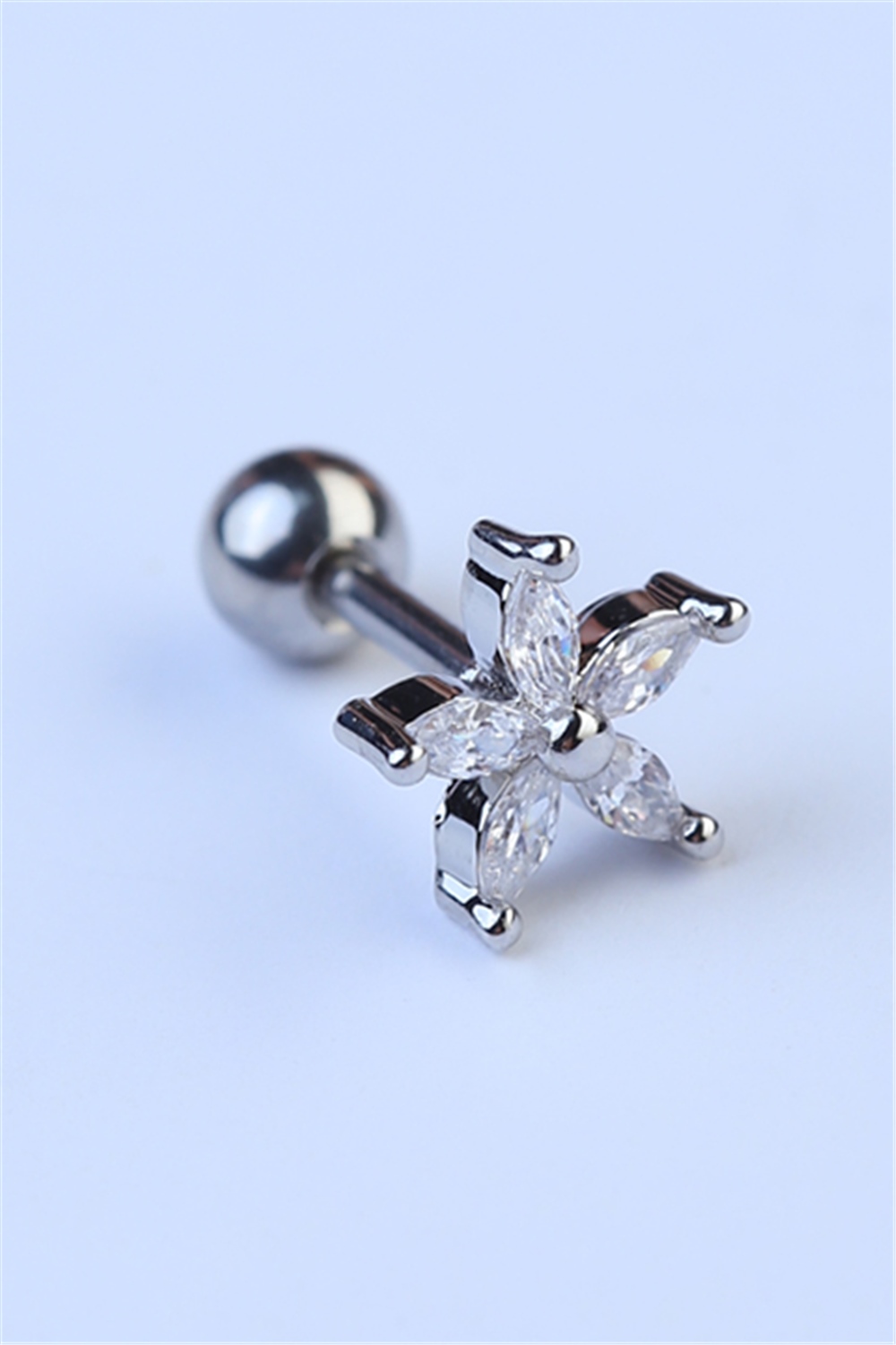 Sabit Markiz Çiçek Silver Piercing 