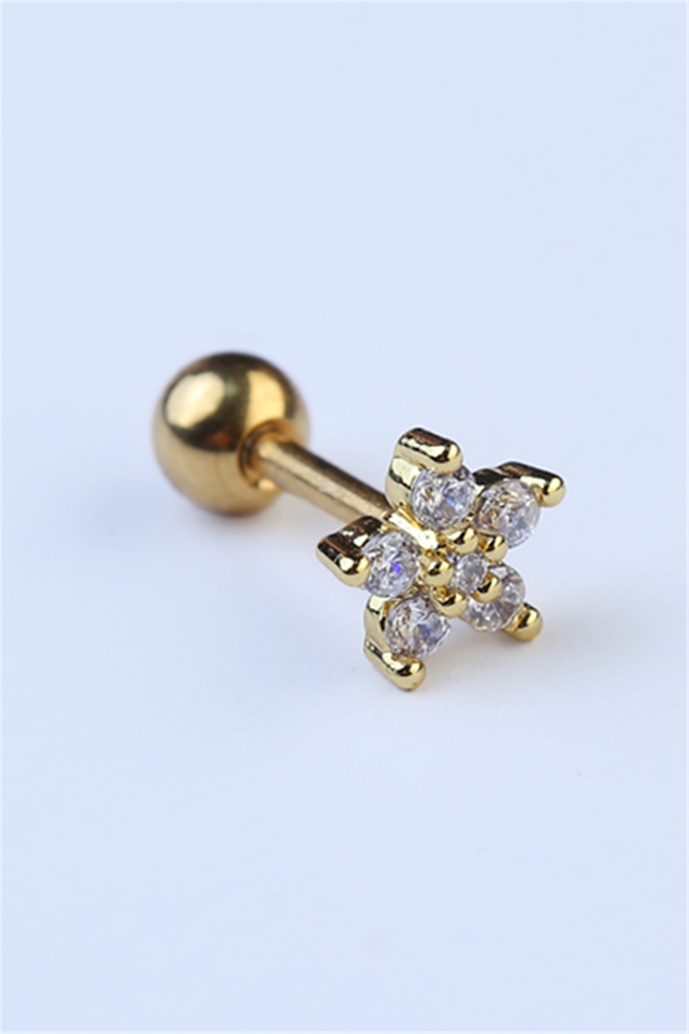 Sabit Yuvarlak Çiçek Gold Piercing