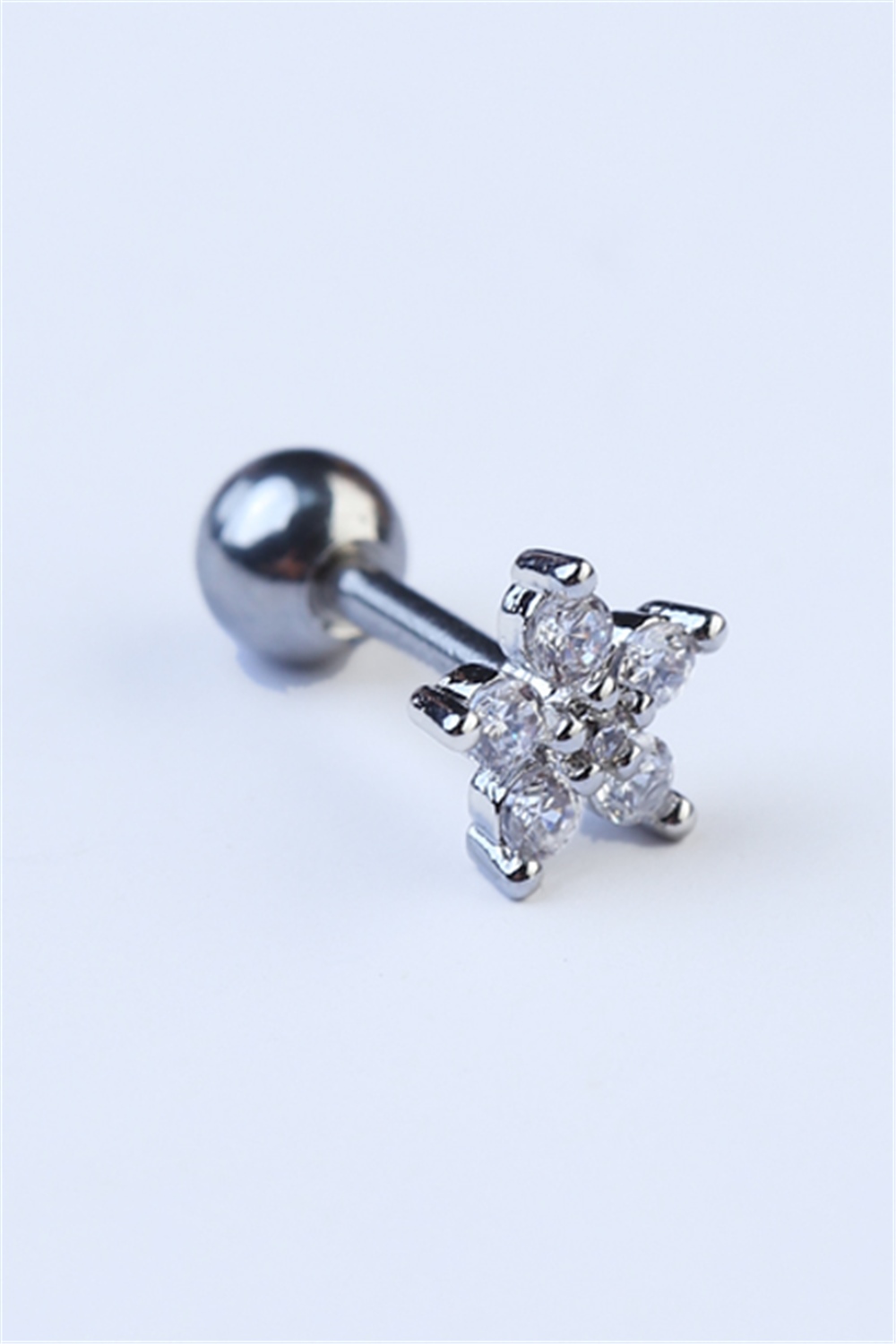 Sabit Yuvarlak Çiçek Silver Piercing