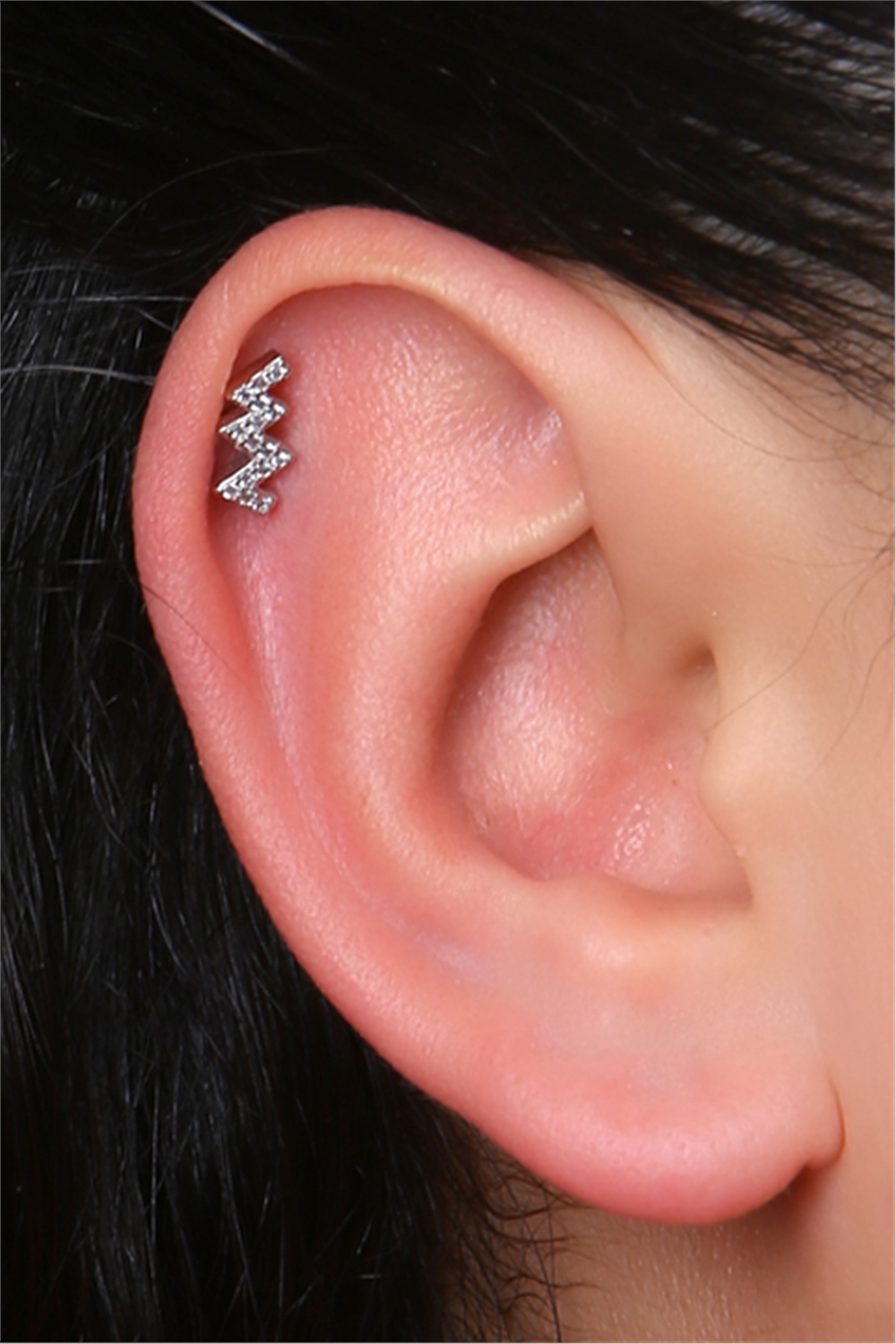 Sabit Zikzak Silver Piercing 