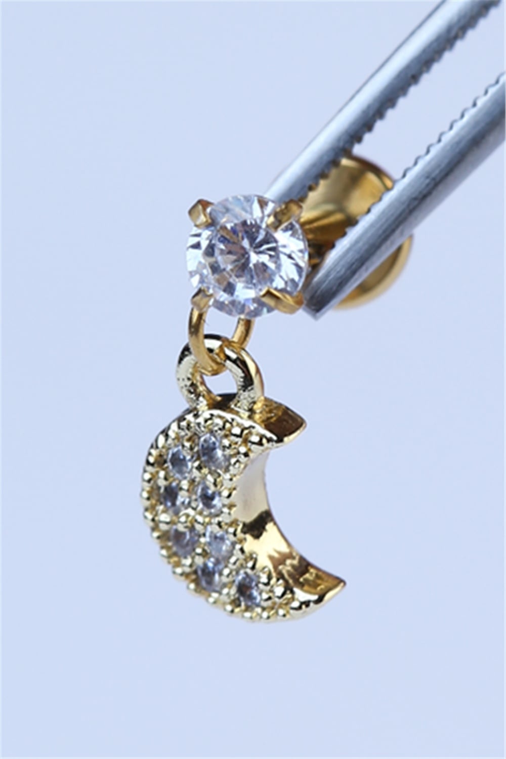 Sallantı Ay Labret Gold Piercing