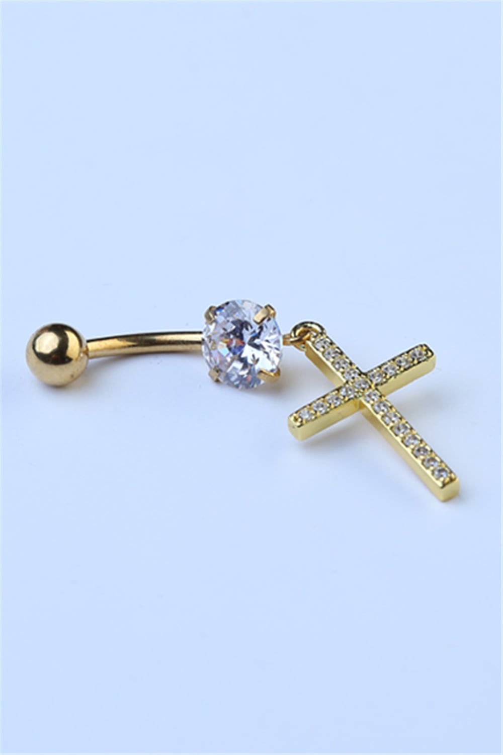 Sallantı Haç Göbek Gold Piercing