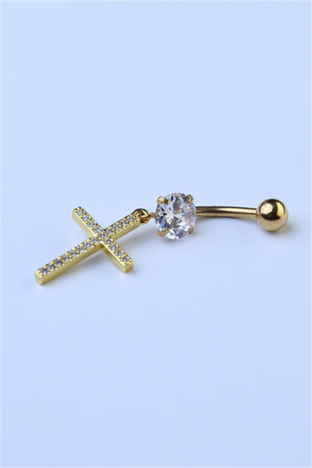 Sallantı Haç Göbek Gold Piercing