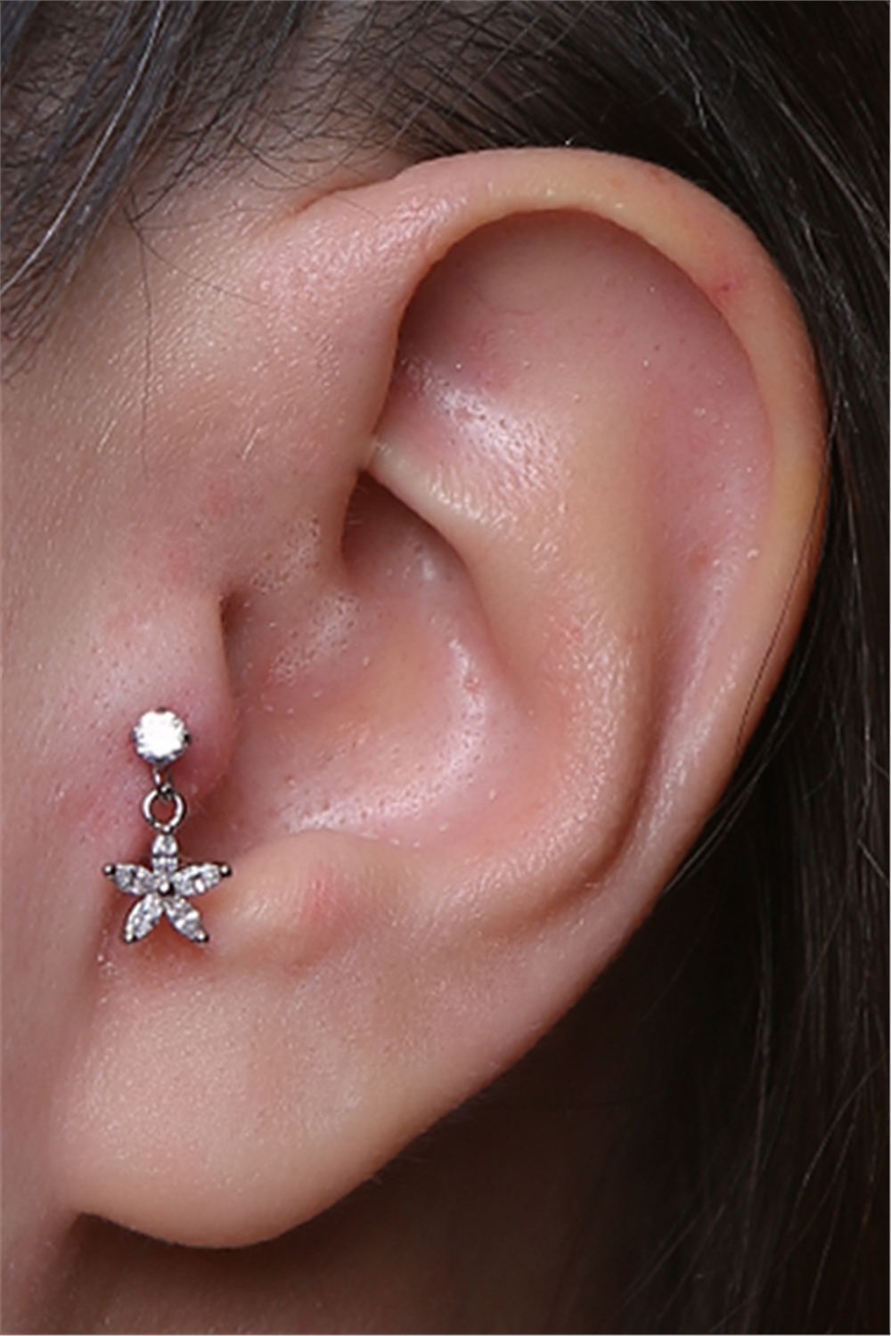 Sallantı Markiz Çiçek Labret Silver Piercing