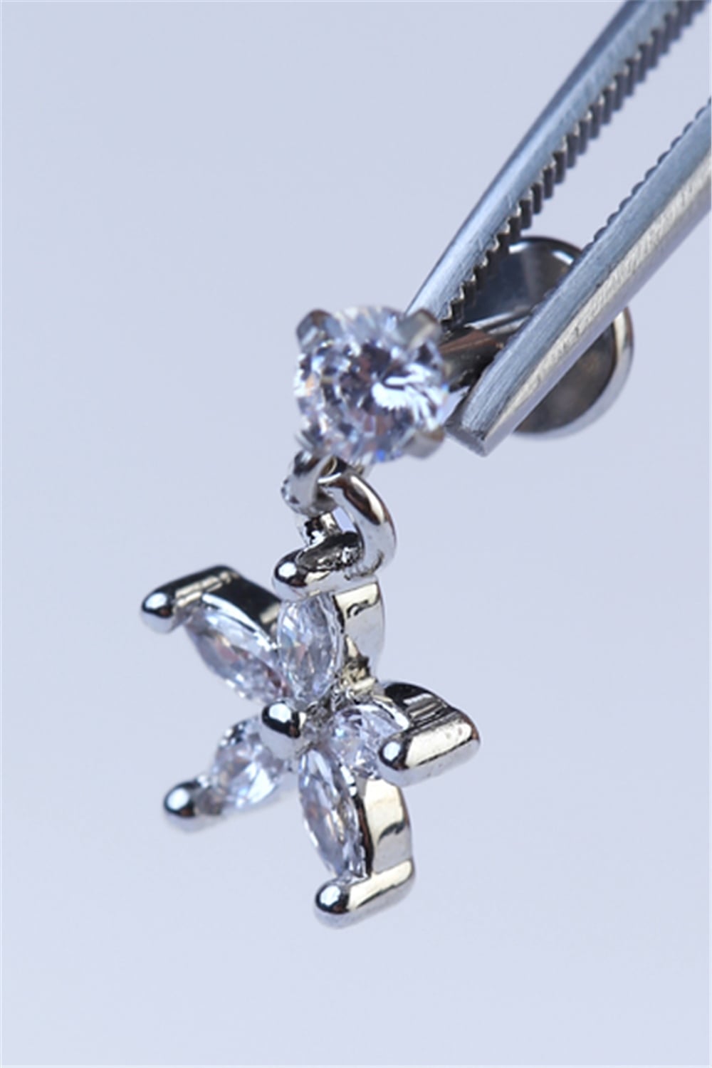 Sallantı Markiz Çiçek Labret Silver Piercing