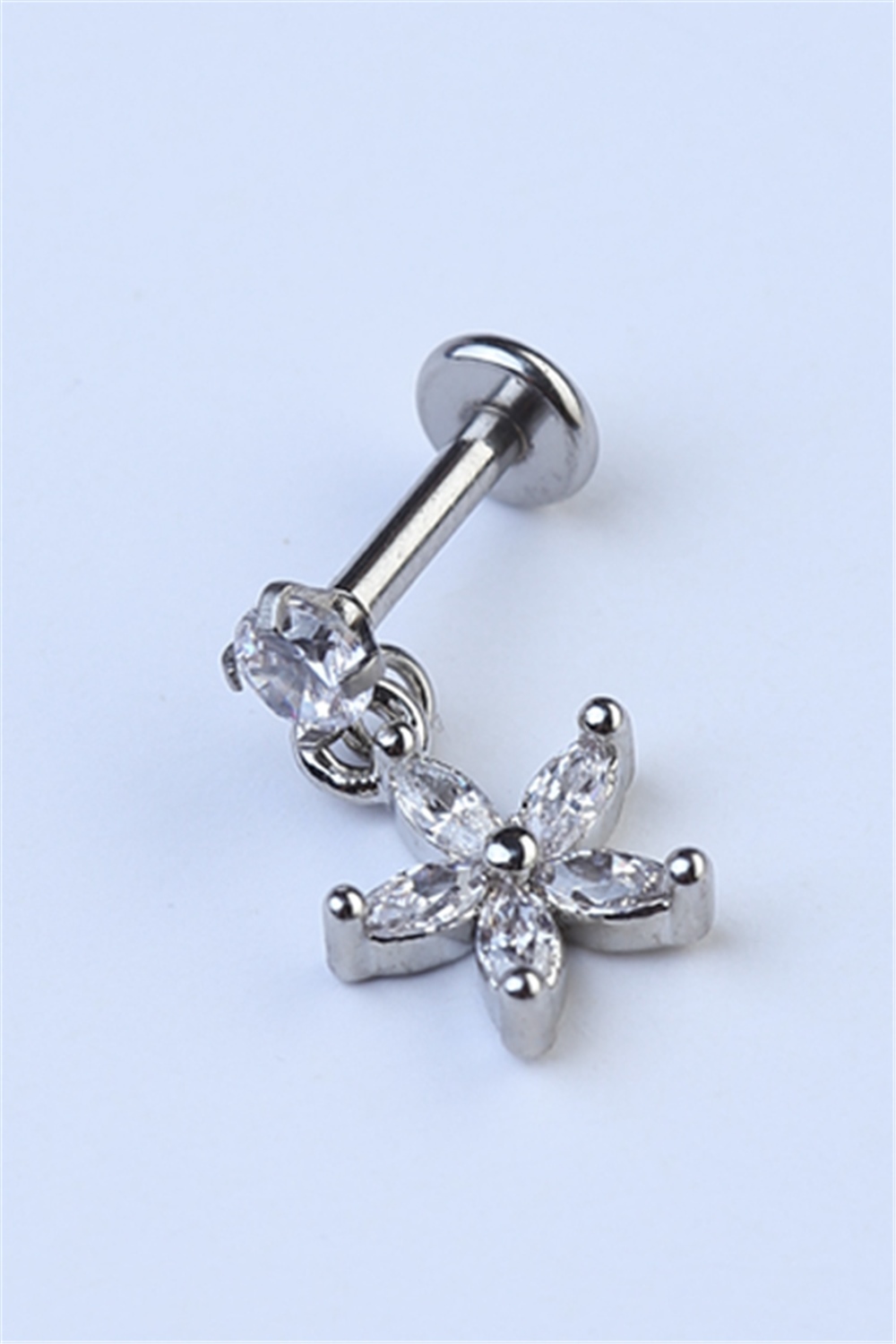 Sallantı Markiz Çiçek Labret Silver Piercing