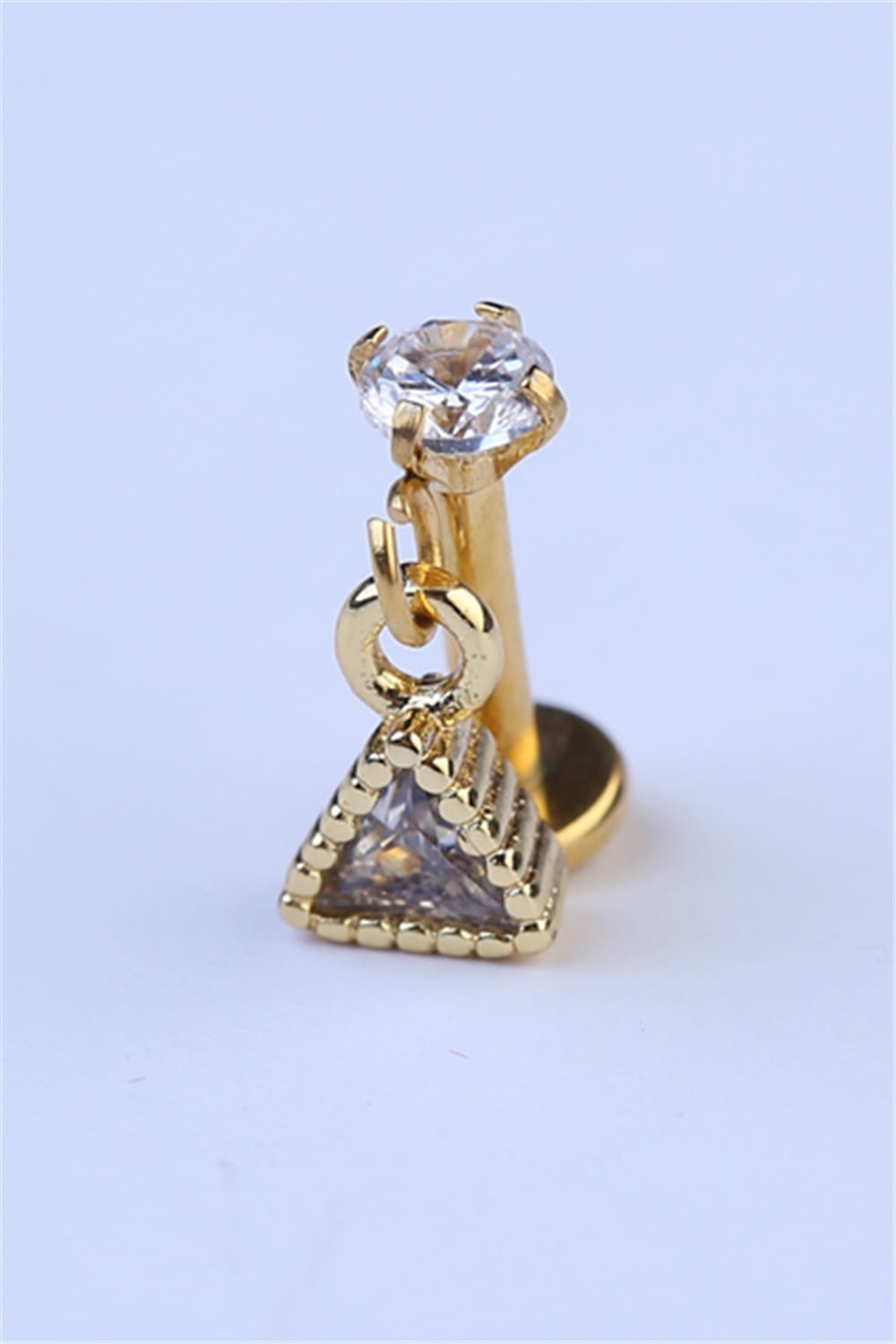 Sallantı Üçgen Taş Labret Gold Piercing