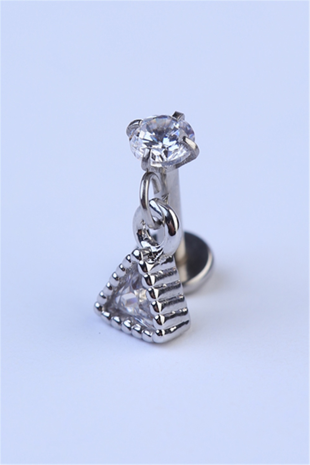 Sallantı Üçgen Taş Labret Silver Piercing