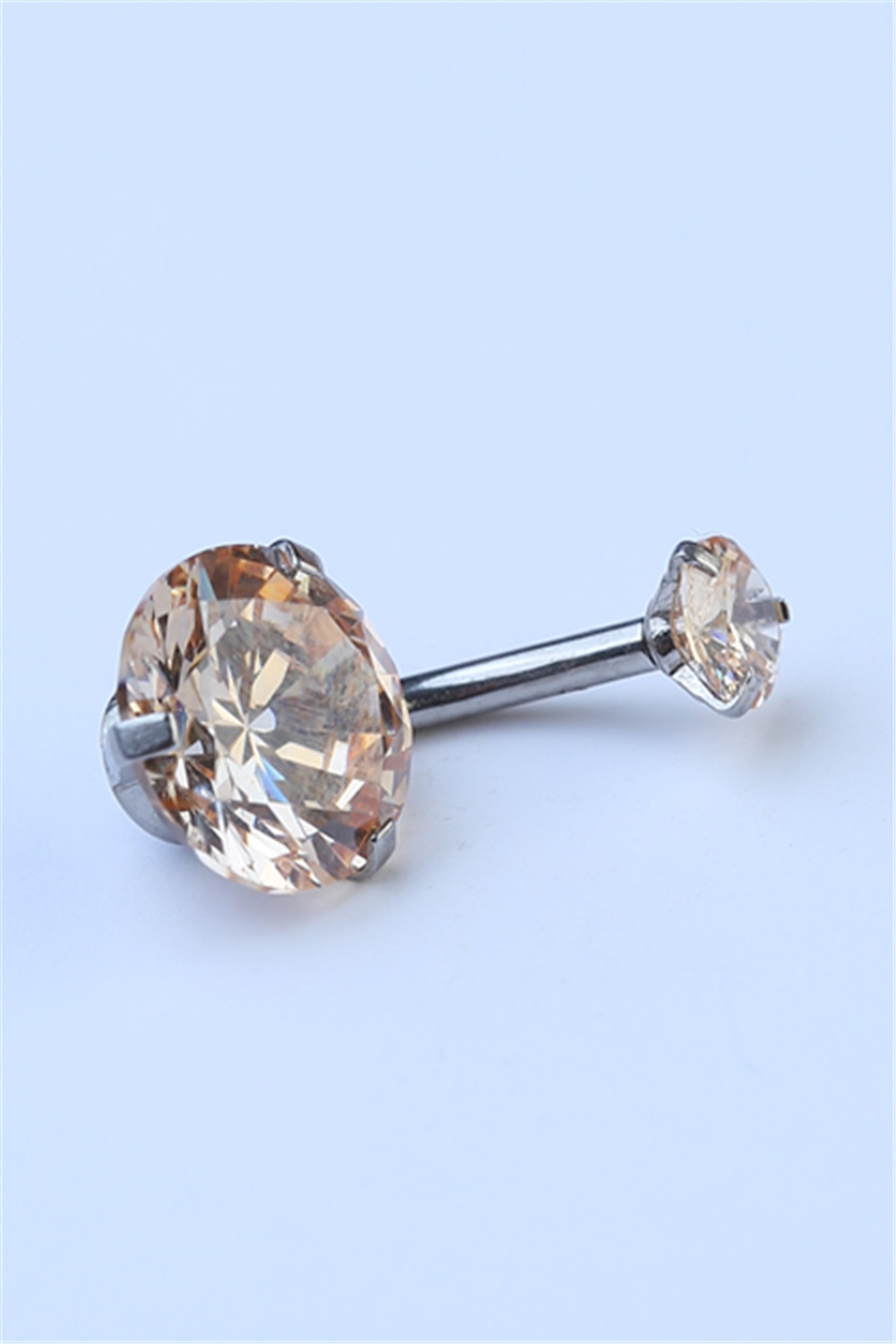 Sarı Tek Taş Büyük Boy Göbek Silver Piercing