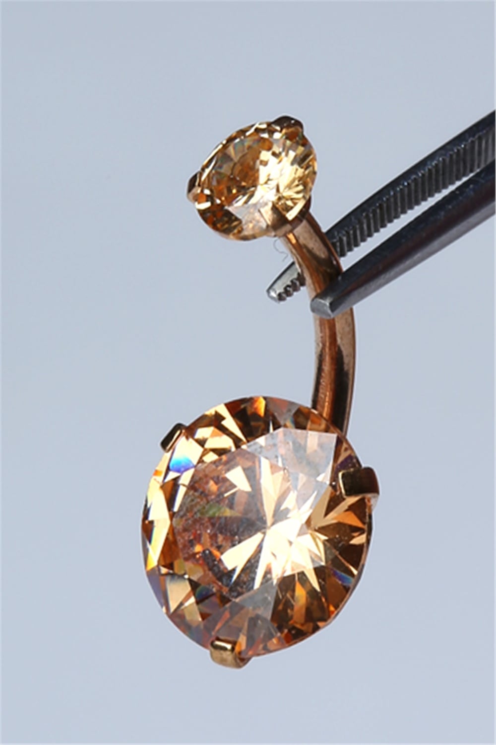 Sarı Tek Taş Göbek Gold Piercing