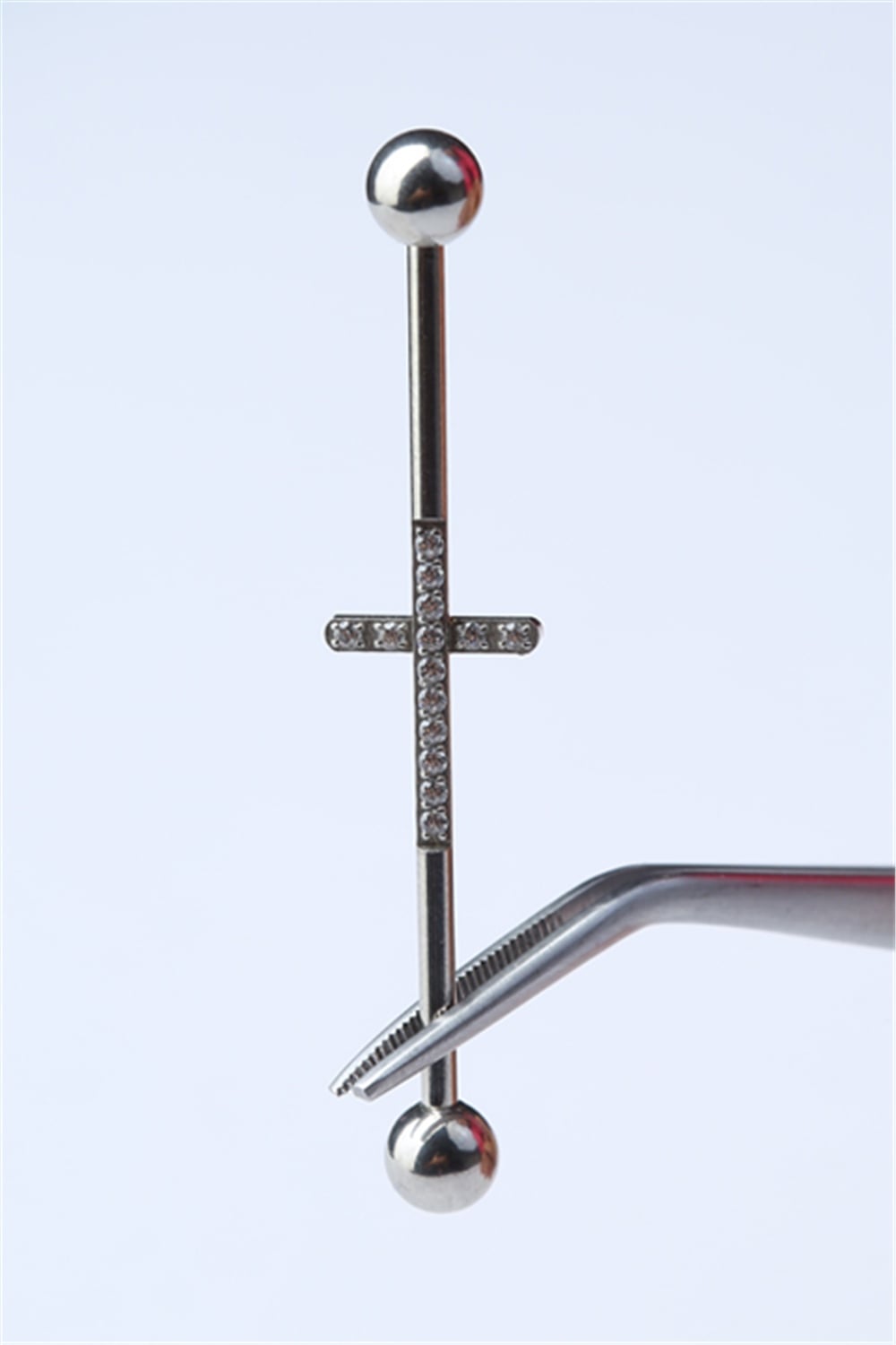 Taşlı Haç Model Köprü Silver Piercing 