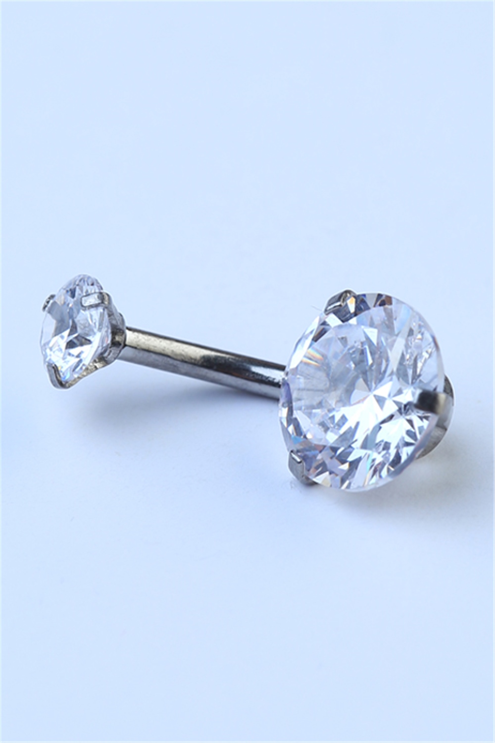 Tek Taş Orta Boy Göbek Silver Piercing