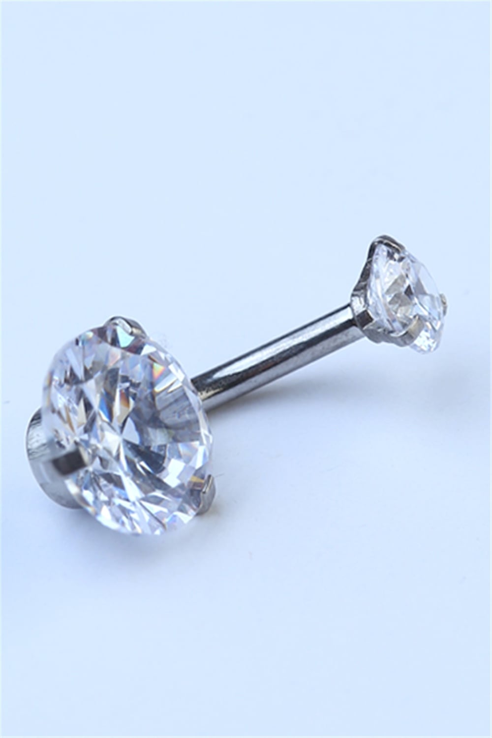 Tek Taş Orta Boy Göbek Silver Piercing