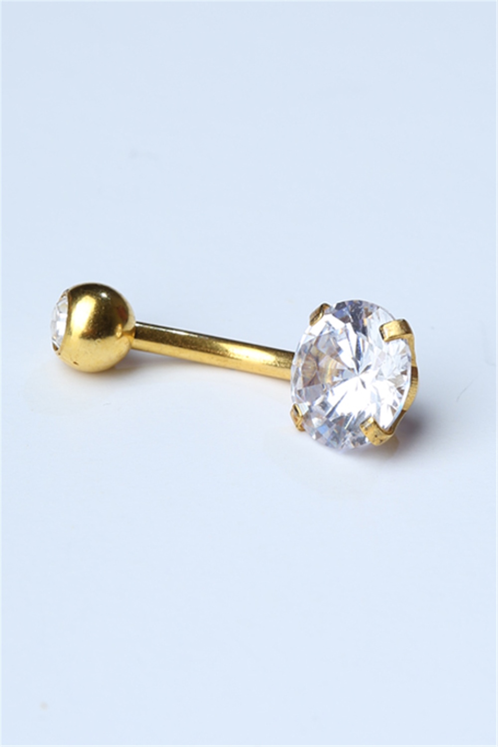 Topu Taşlı Tek Taş Göbek Gold Piercing