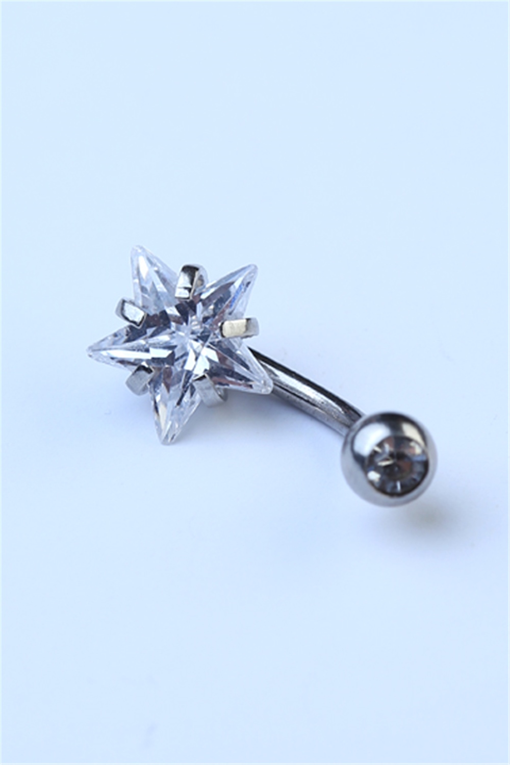 Topu Taşlı Yıldız Göbek Silver Piercing