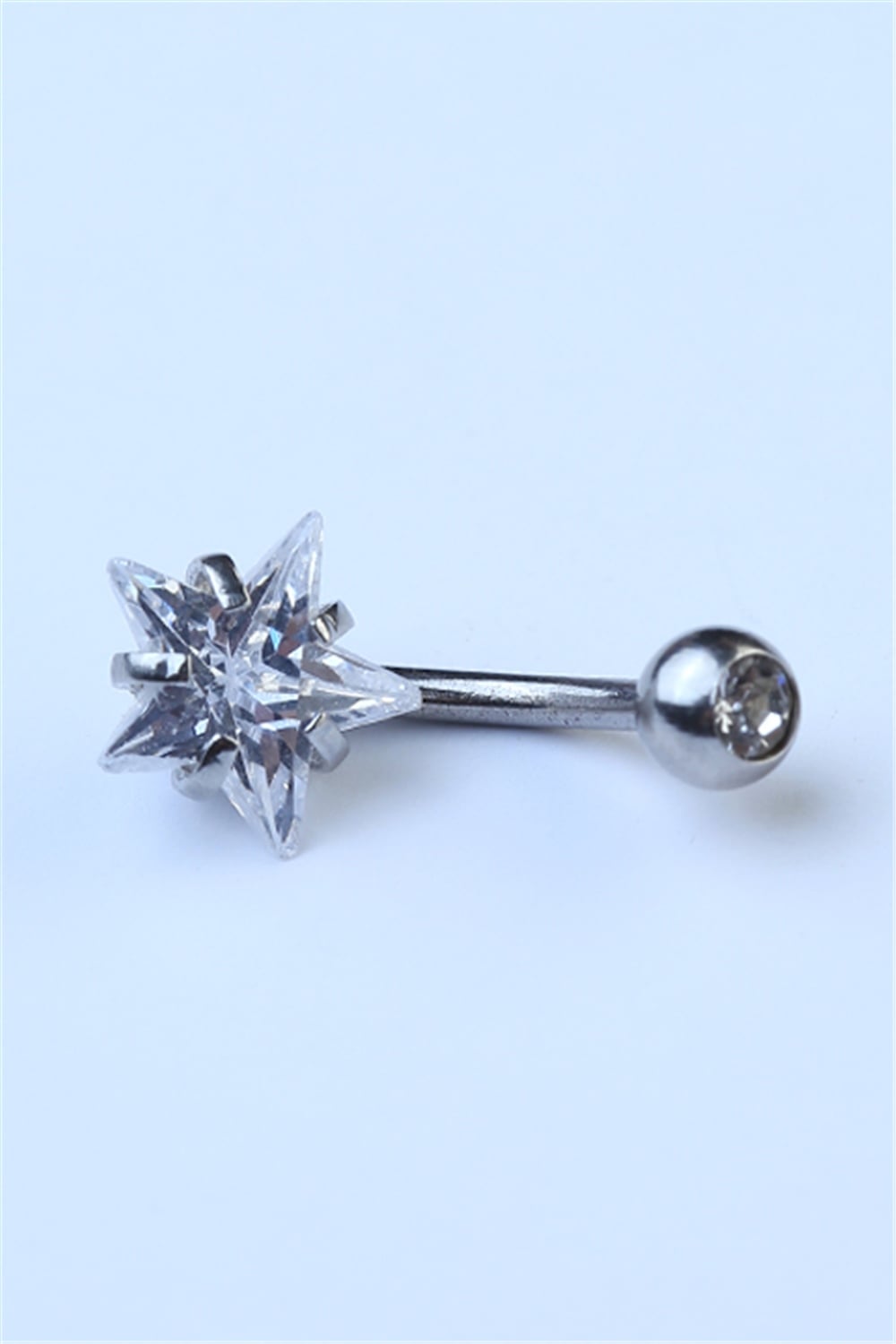 Topu Taşlı Yıldız Göbek Silver Piercing