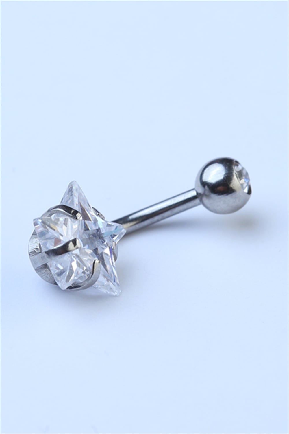 Topu Taşlı Yıldız Göbek Silver Piercing