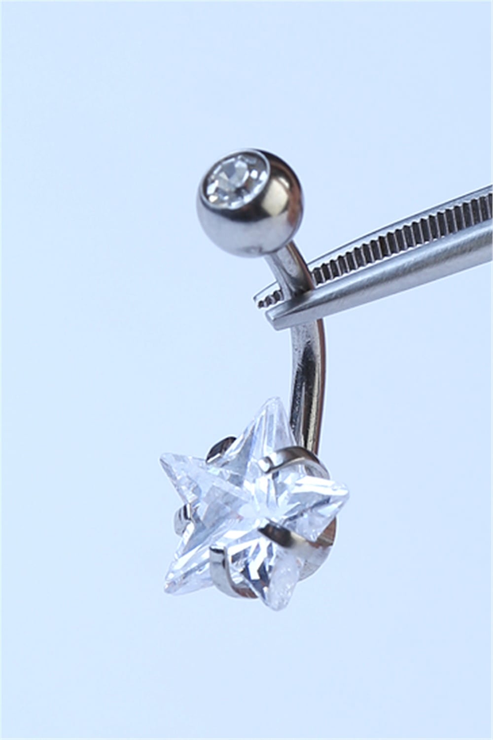 Topu Taşlı Yıldız Göbek Silver Piercing