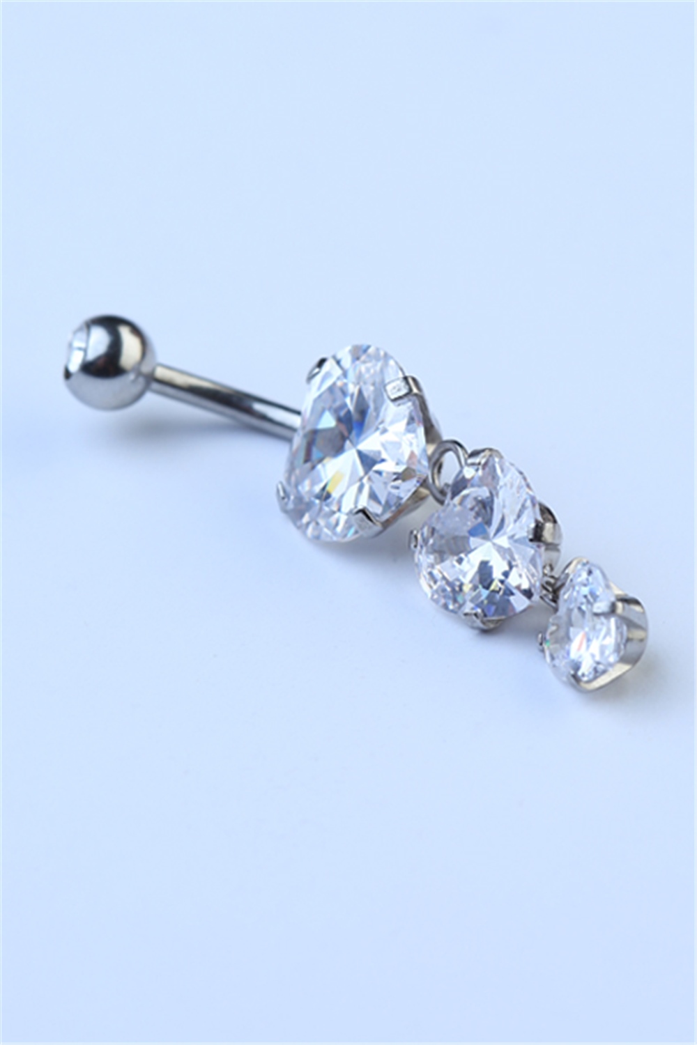 Üç Kalp Sallantı Göbek Silver Piercing