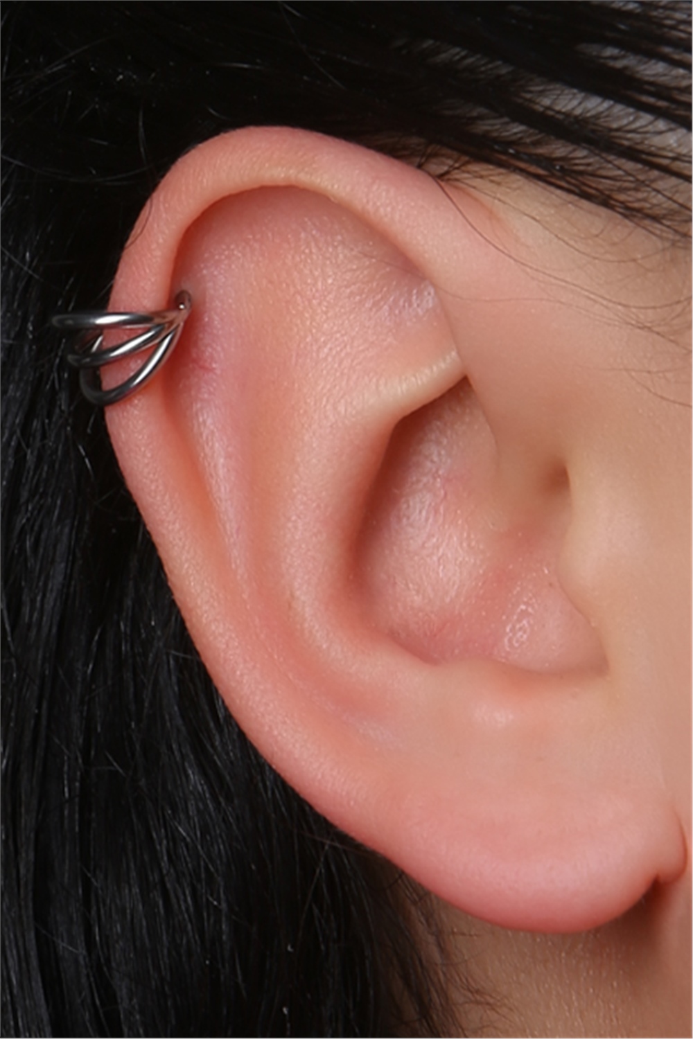 Üç Sıra Gizli Kilit Halka Silver Piercing