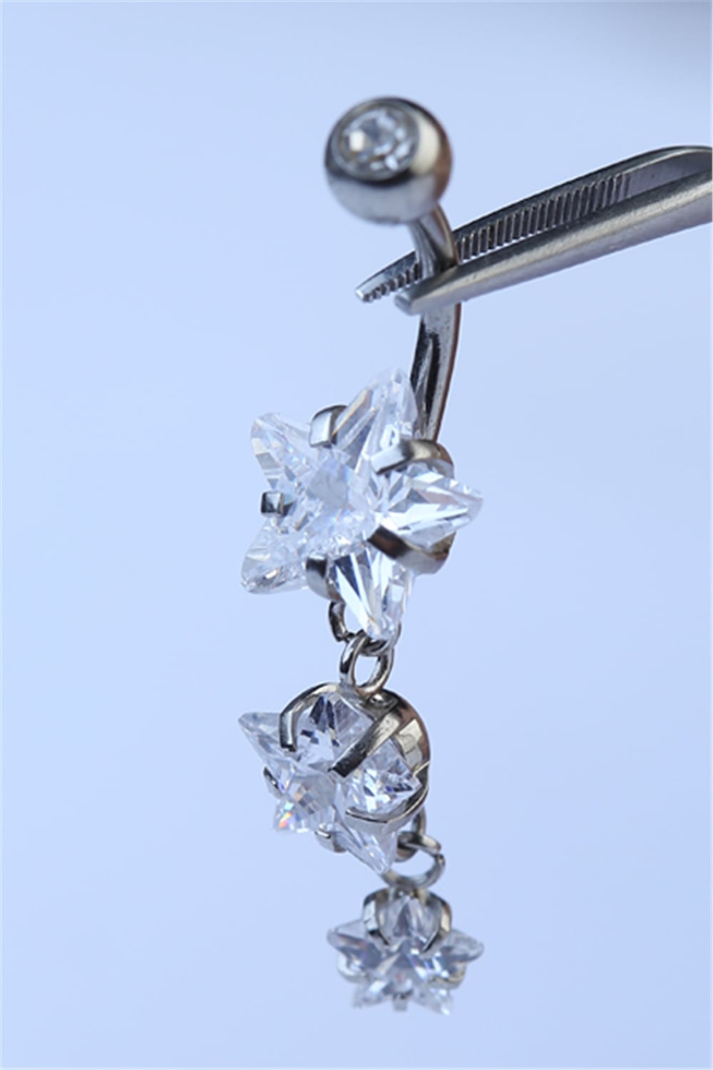 Üç Yıldız Sallantı Göbek Silver Piercing
