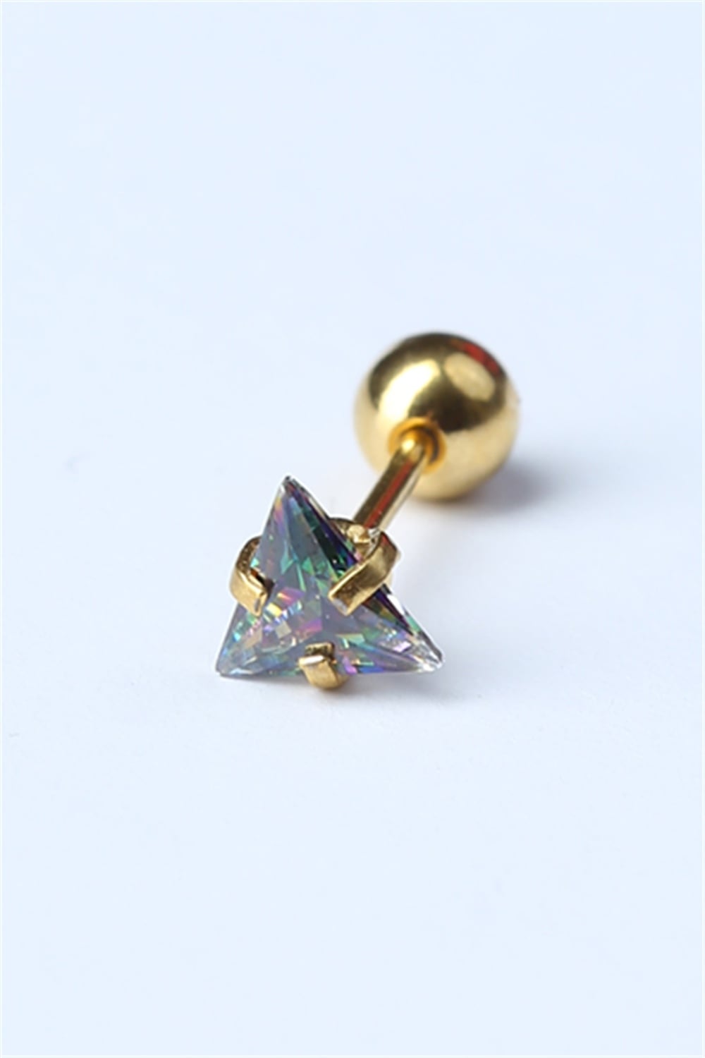Üçgen Taş Koyu Hologram Gold Piercing
