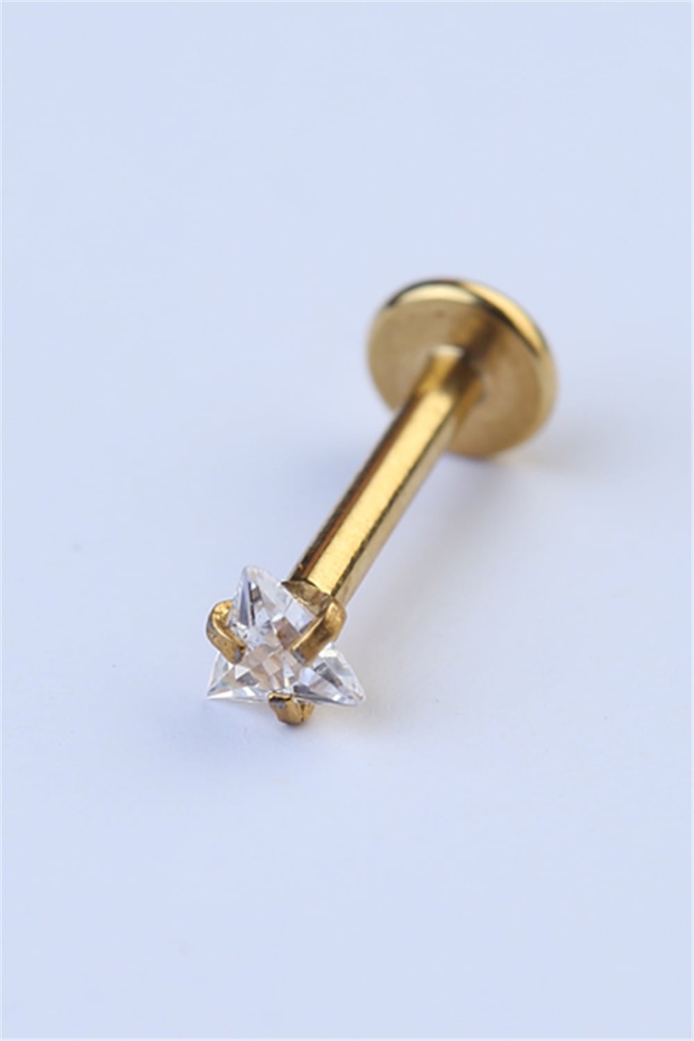 Üçgen Taş Labret Küçük Boy Gold Piercing