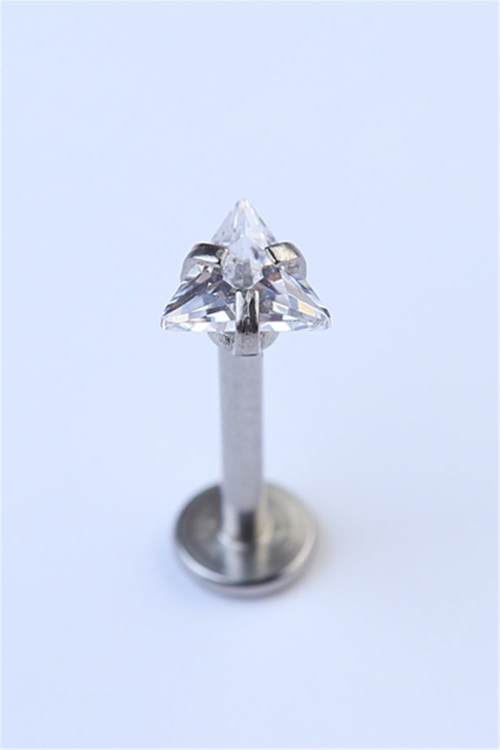 Üçgen Taş Labret Orta Boy Silver Piercing