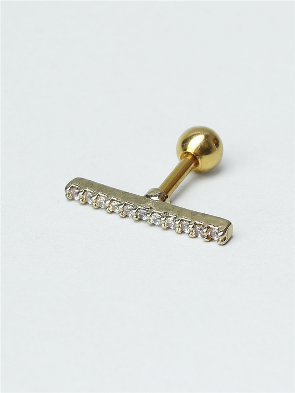 Uzun Tek Sıra Taş Gold Piercing 