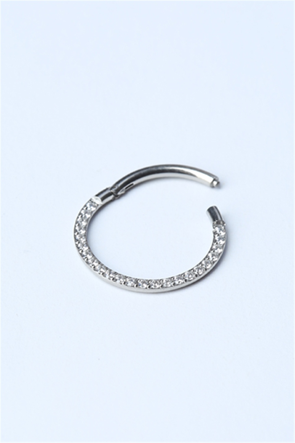 Yanı Taşlı Gizli Kilit Büyük Boy Halka Silver Piercing