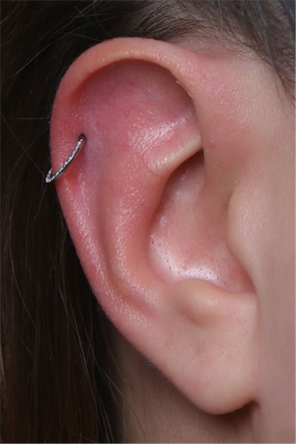 Yanı Taşlı Gizli Kilit Halka Küçük Boy Silver Piercing