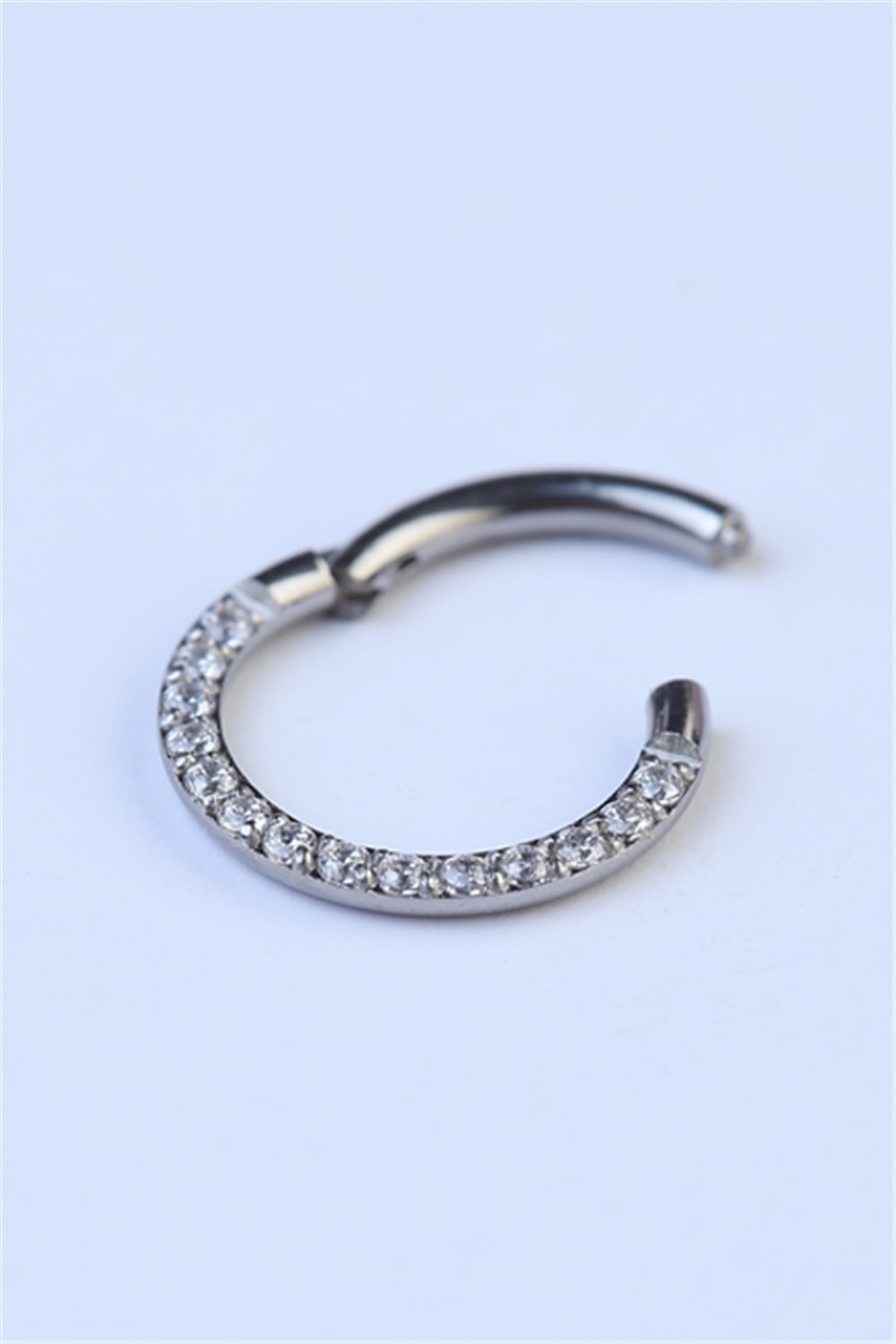 Yanı Taşlı Gizli Kilit Halka Küçük Boy Silver Piercing