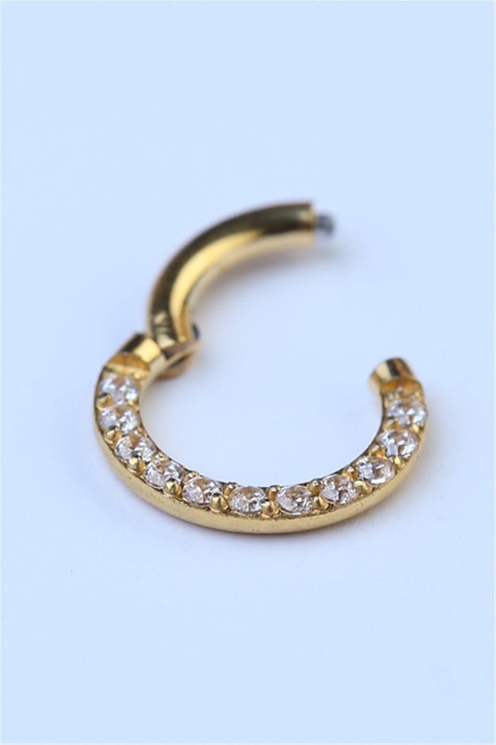 Yanı Taşlı Gizli Kilit HalkaMini Boy Gold Piercing