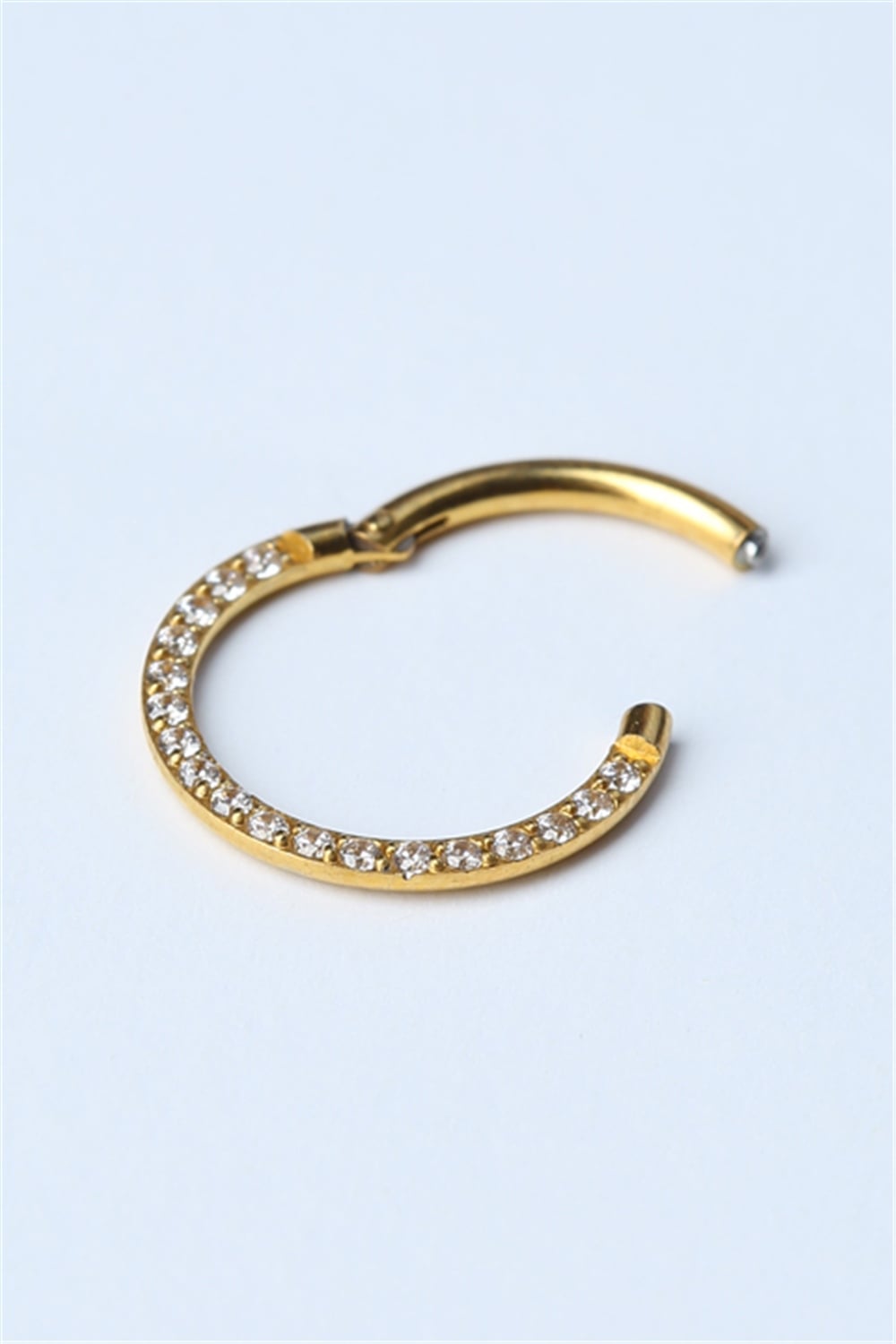 Yanı Taşlı Gizli Kilit Orta Boy Halka Gold Piercing