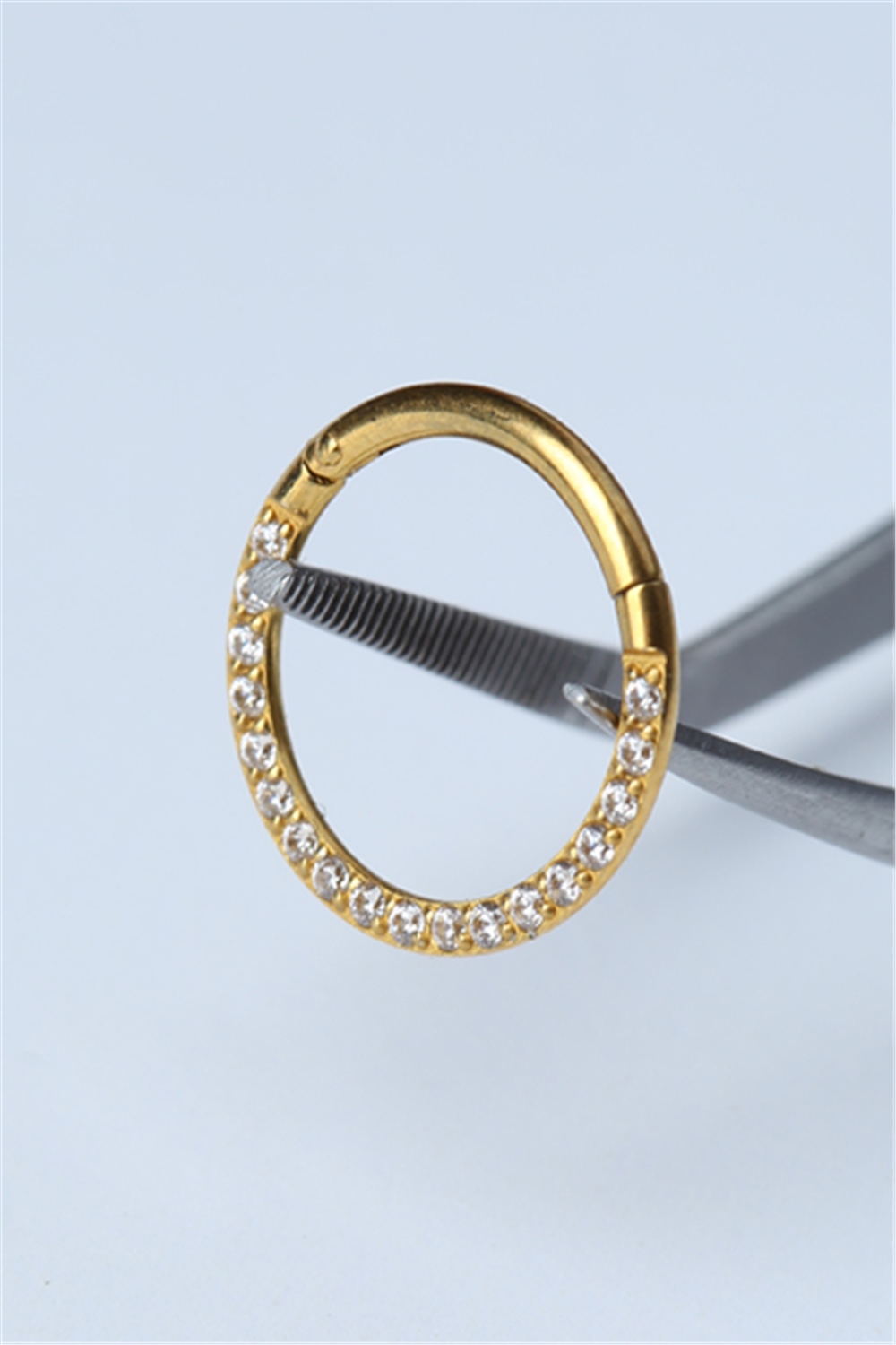Yanı Taşlı Gizli Kilit Orta Boy Halka Gold Piercing