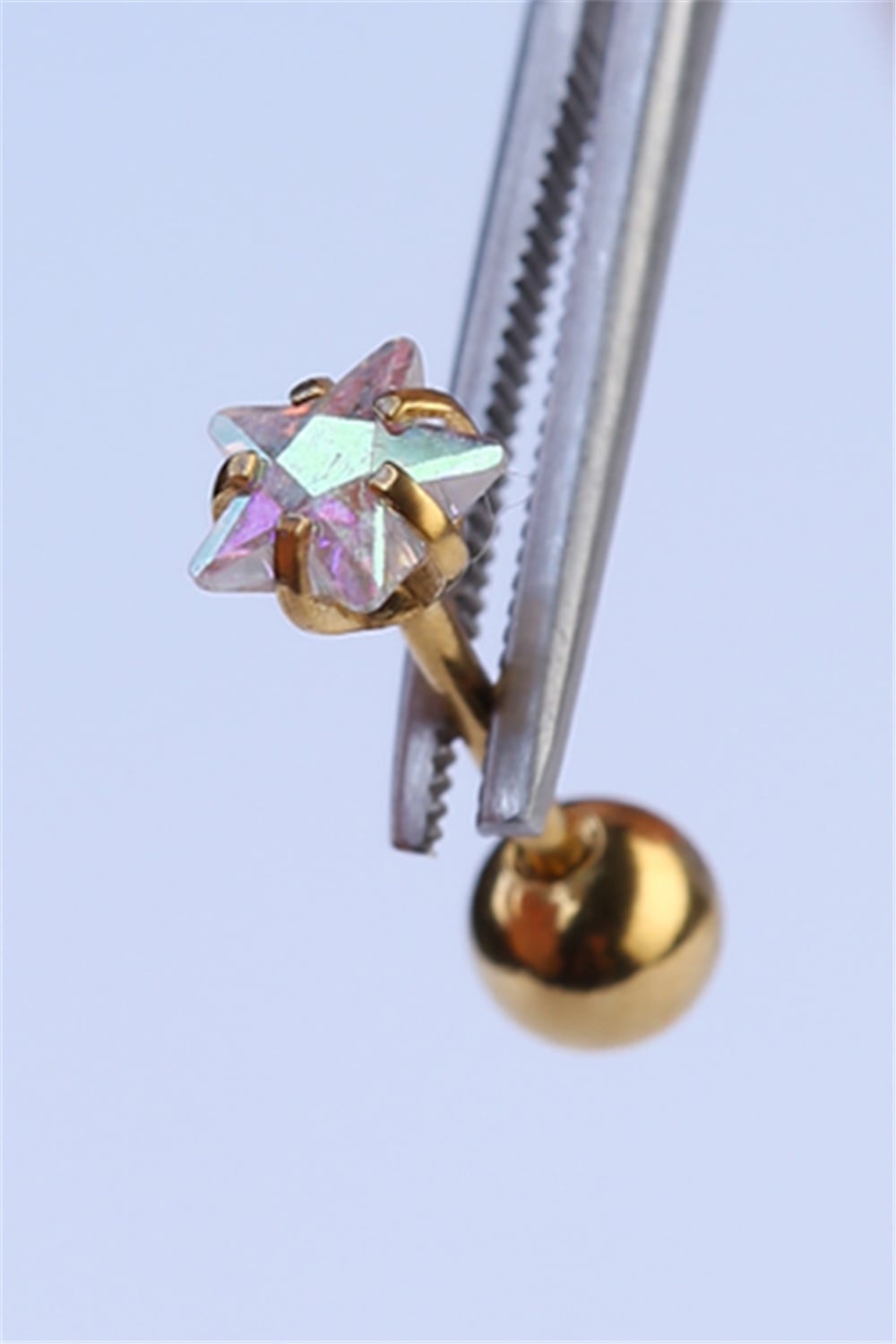 Yıldız Taş Hologram Büyük Boy Gold Piercing