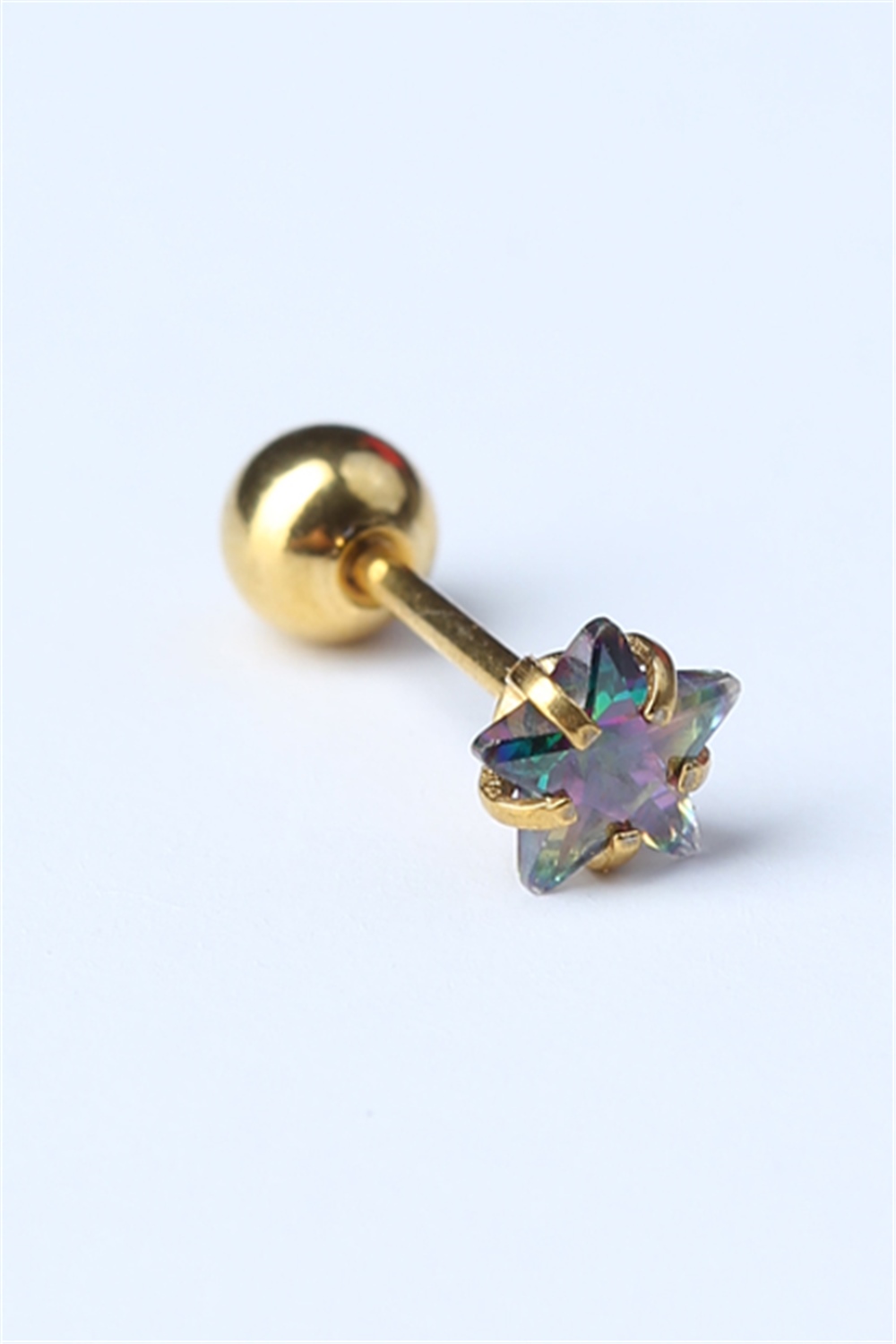 Yıldız Taş Koyu Hologram Gold Piercing