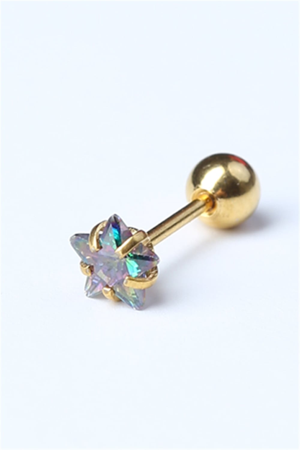 Yıldız Taş Koyu Hologram Gold Piercing