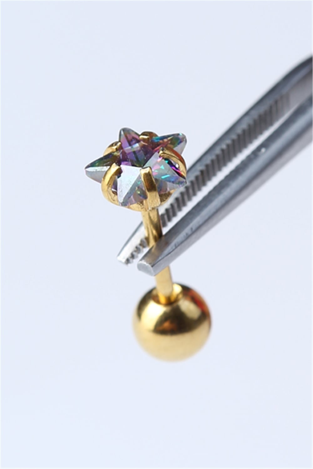 Yıldız Taş Koyu Hologram Gold Piercing