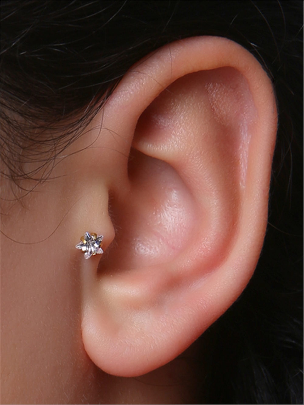 Yıldız Taş Labret Büyük Boy Gold Piercing