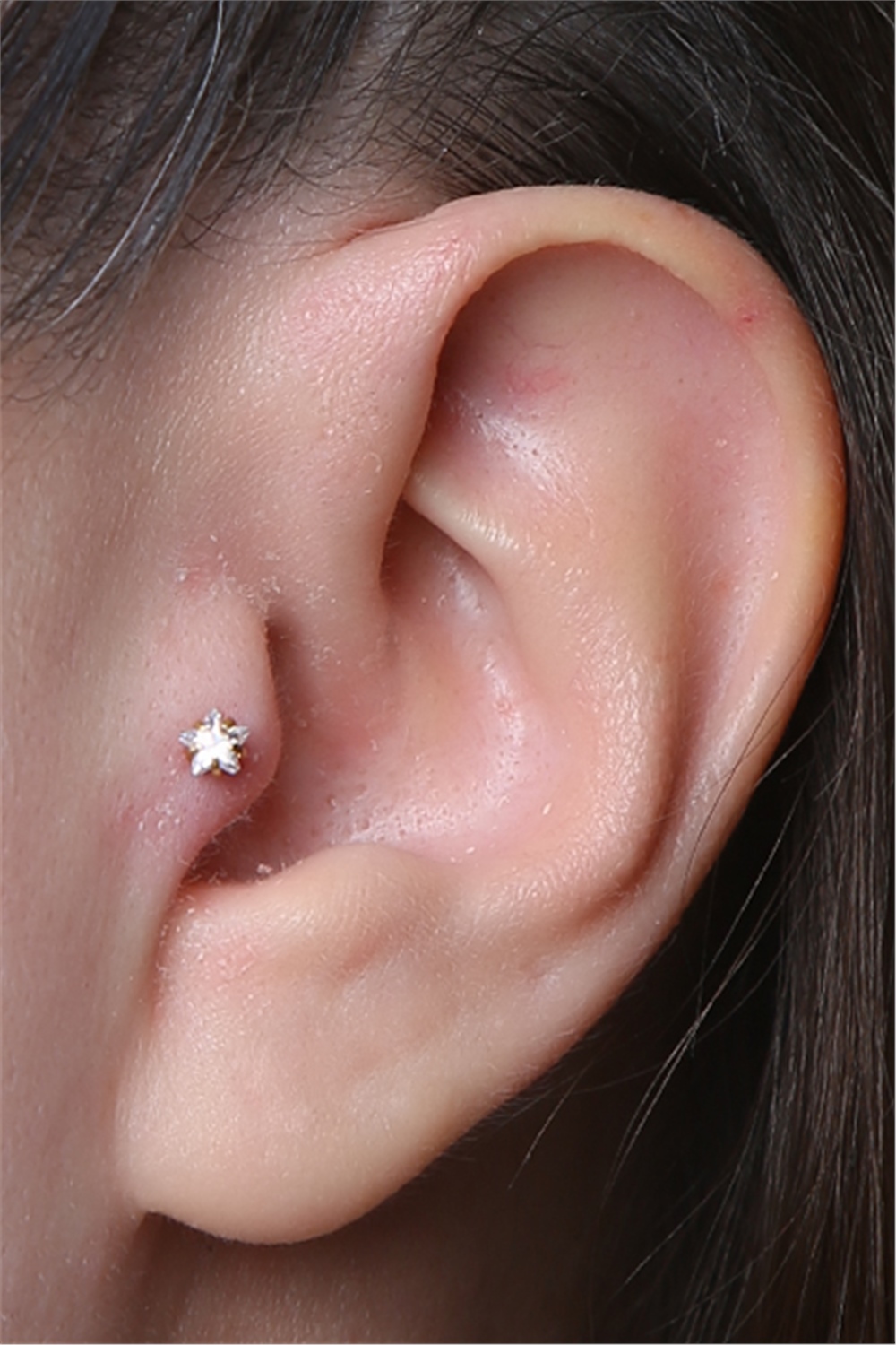 Yıldız Taş Labret Orta Boy Gold Piercing