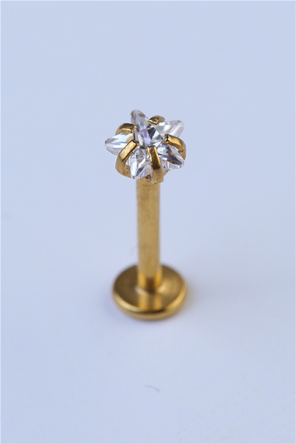 Yıldız Taş Labret Orta Boy Gold Piercing