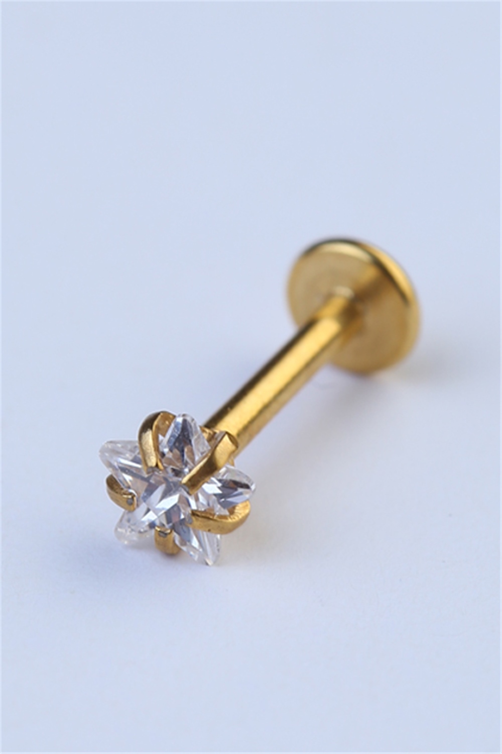 Yıldız Taş Labret Orta Boy Gold Piercing