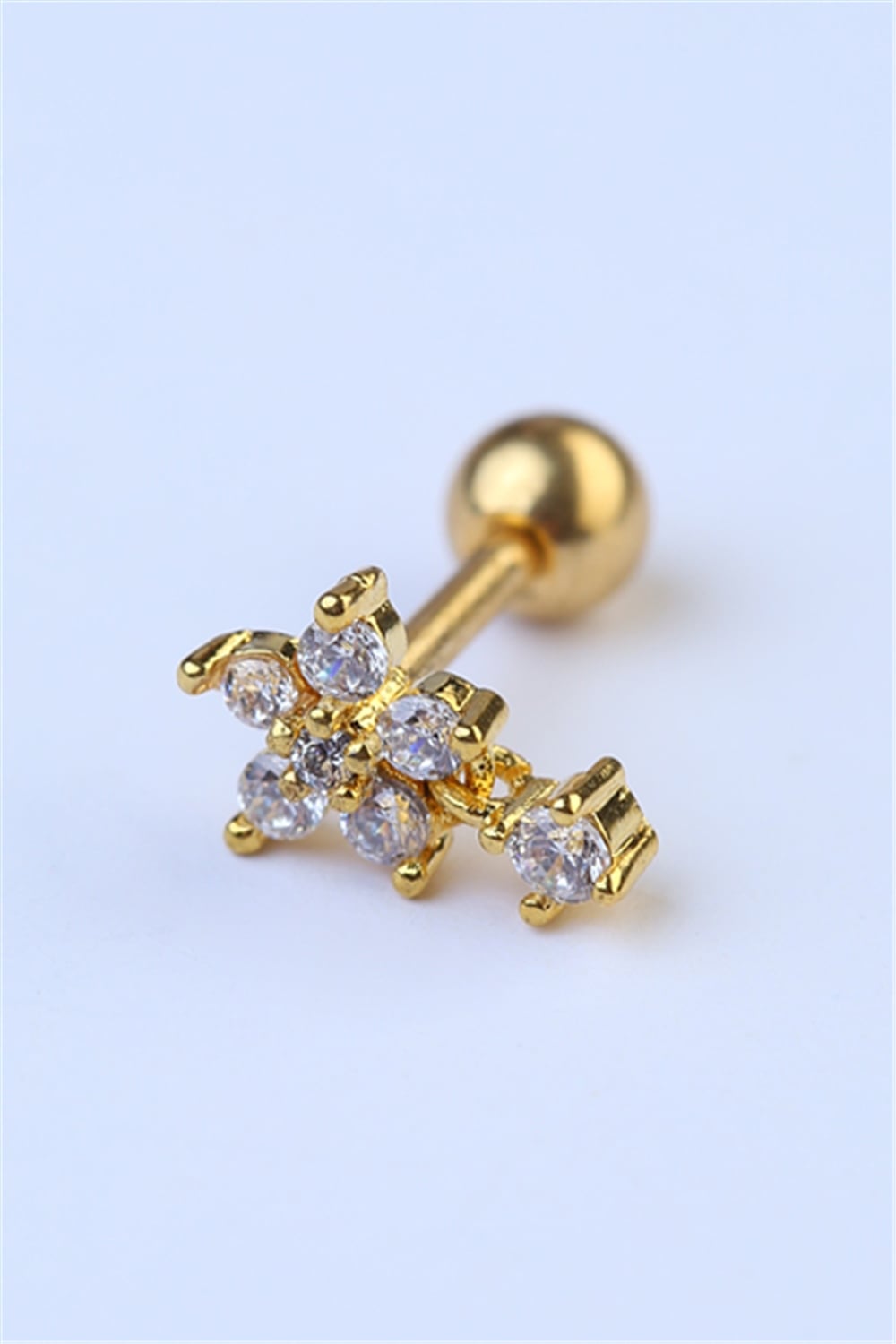 Yuvarlak Çiçek Sallantı Taş Gold Piercing