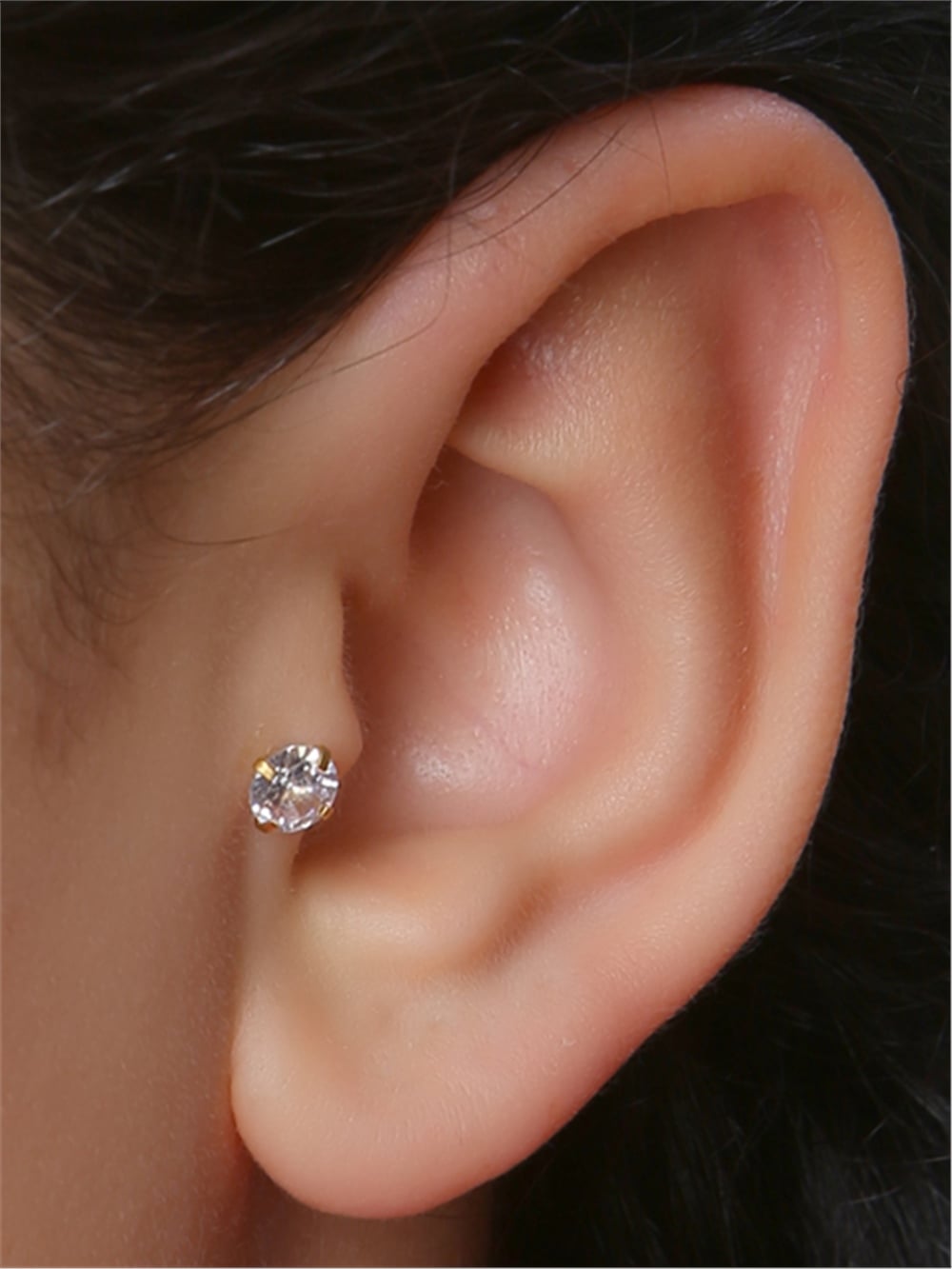 Yuvarlak Taş Labret Büyük Boy Gold Piercing
